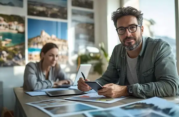 estudiantes de especialidad en turismo estudiando