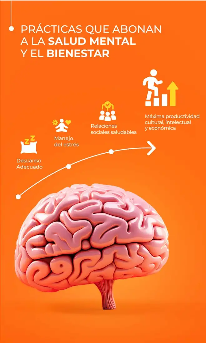 Infografía acerca de las prácticas que abonan a la salud mental y el bienestar