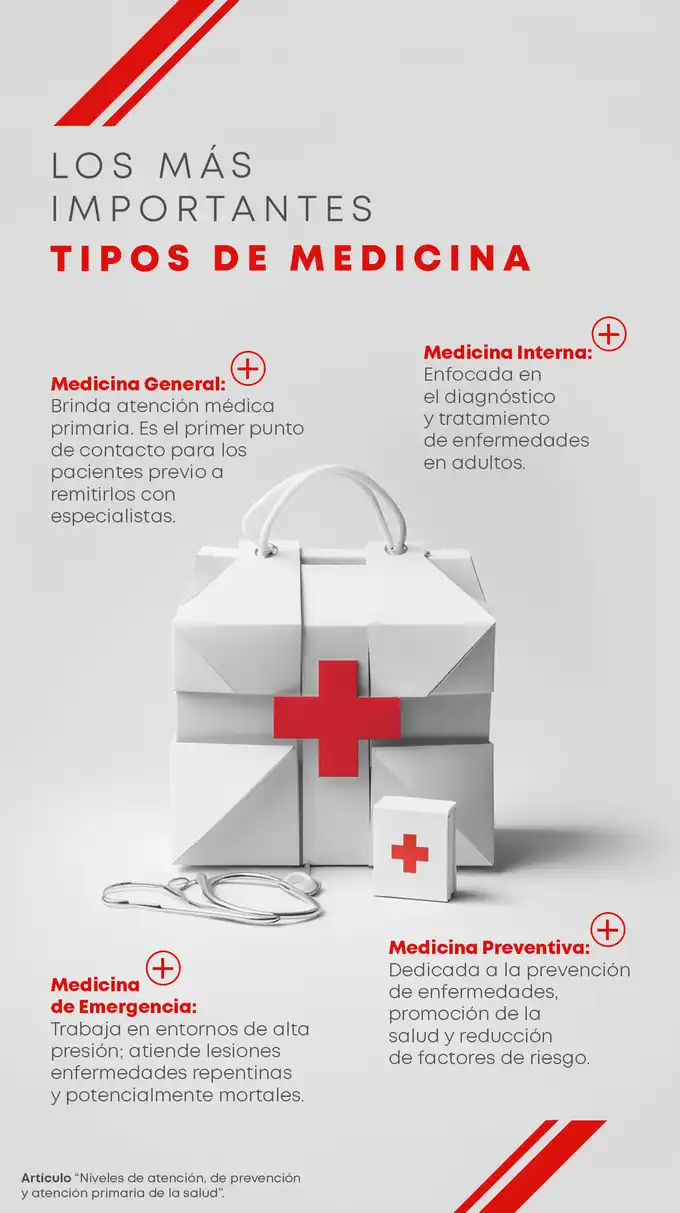 Infografía sobre los tipos de medicina que se pueden abordar en una maestría en medicina de la USMP Virtual