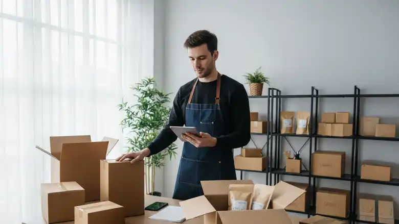 Imagen que muestra un ícono de tienda en pantalla, aplicada a negocios digitales y e-business